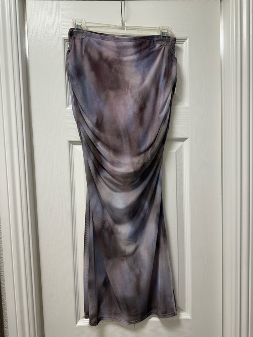 RSQ Draped Tie-Dye Midi Skirt in Taupe and Slate